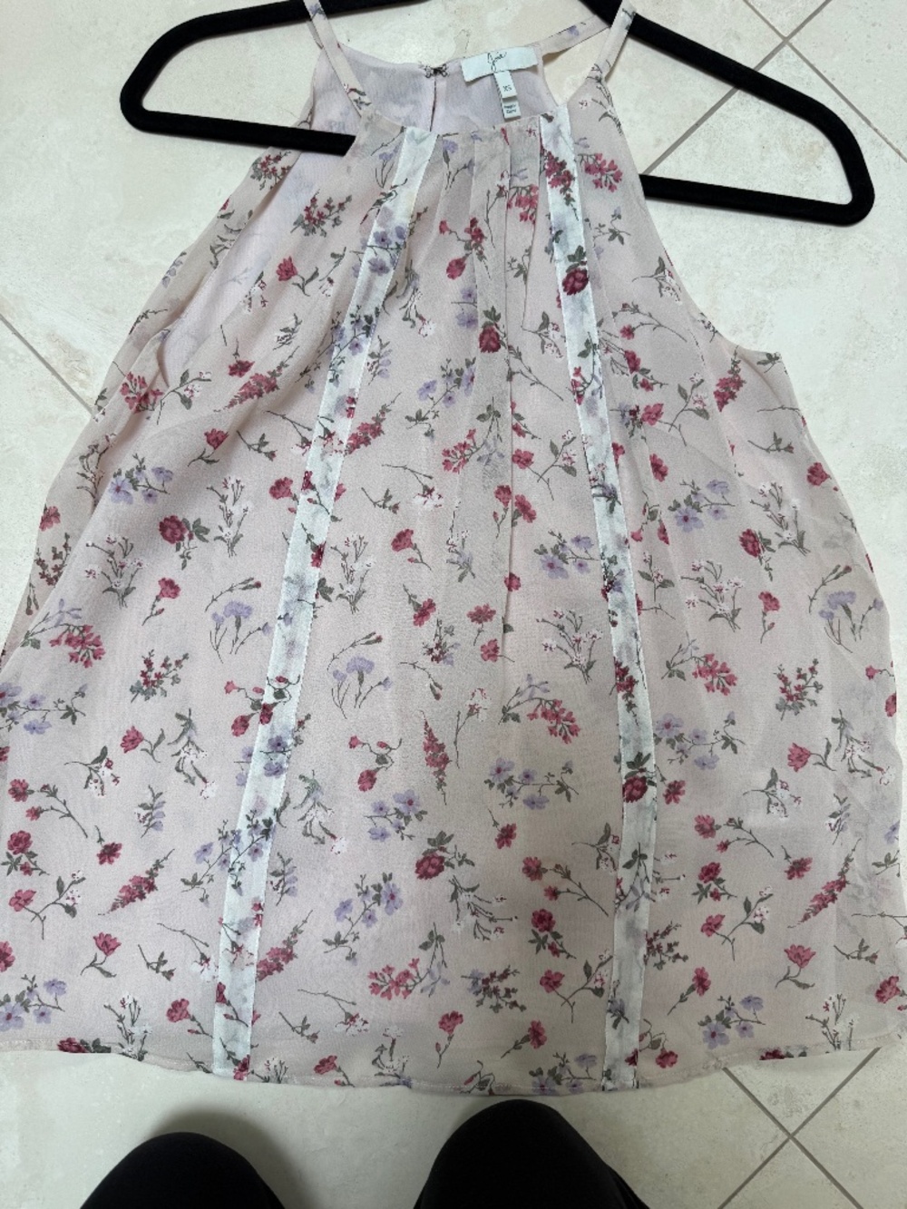 Joie Pale Pink Floral Sleevless Silk Top- Size XS